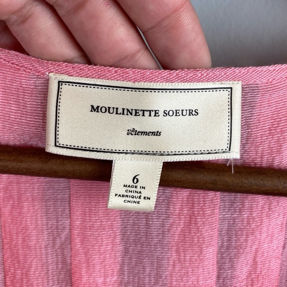 Anthro Moulinette Soeurs silk blend Ruffle button down sheer Blouse size 6 - Picture 8 of 10